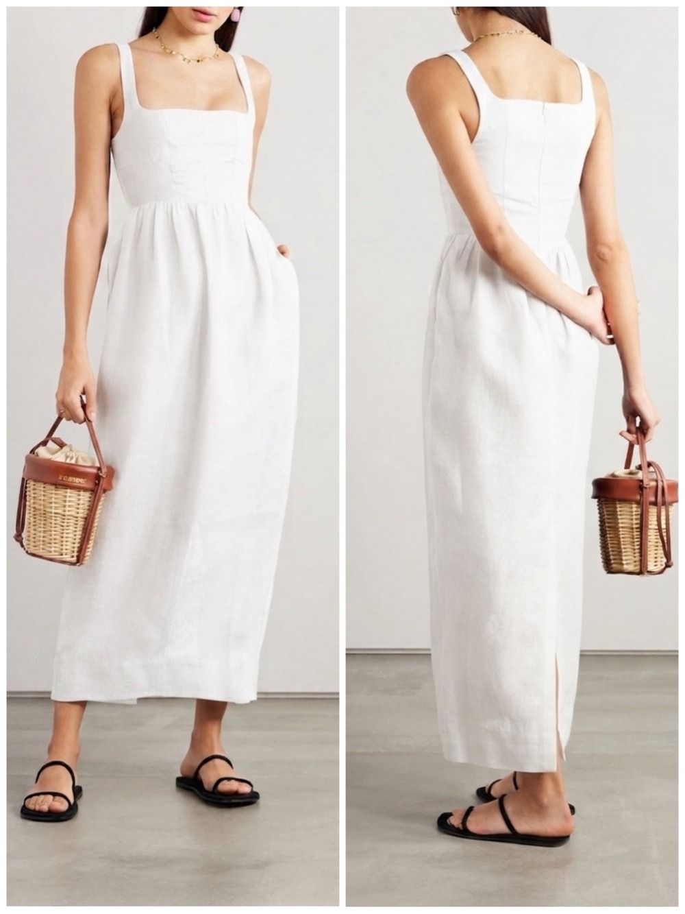 Bondi Born Delphi organic linen midi dress White Size Medium